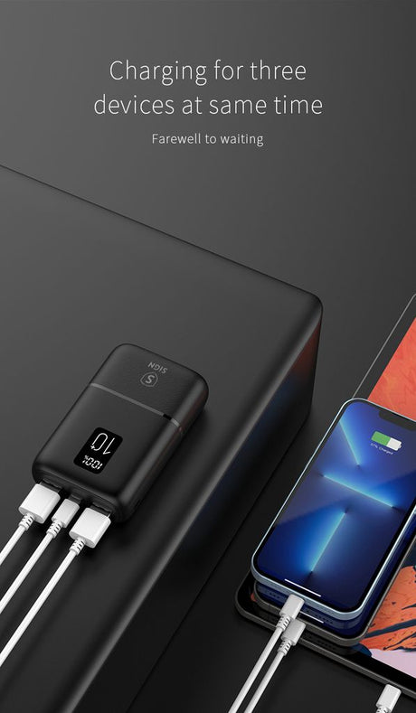 SiGN Mini Powerbank med Display 10 000mAh Svart