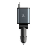 SiGN 4-i-1 mobillader til bil med uttrekkbare USB-C/Lightning-kabler 45W