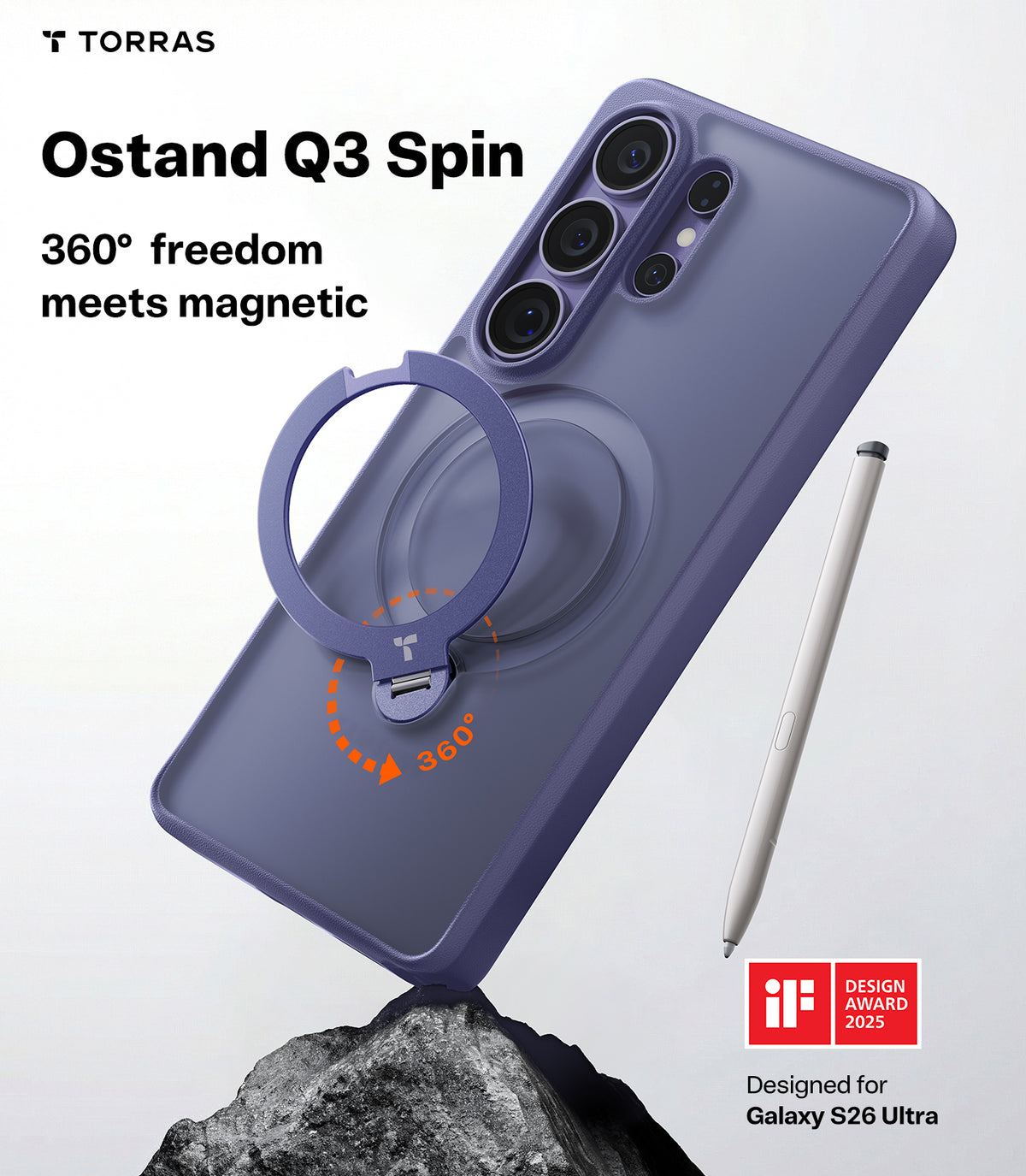 Torras Samsung Galaxy S26 Ultra Deksel Ostand Q3 Spin Violet Surge