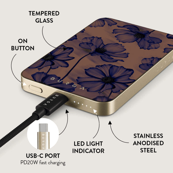 Burga Powerbank MagSafe 5000 mAh Velvet Night Gull