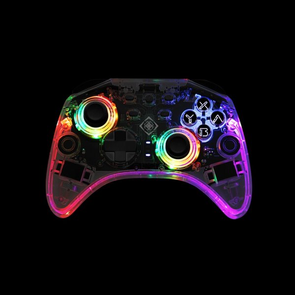 Deltaco Gaming Transparent Wireless Controller for Switch with RGB