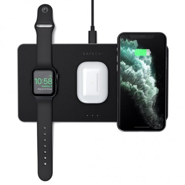 Satechi Trio Trådløs Lader för Apple Watch. AirPods och Telefon