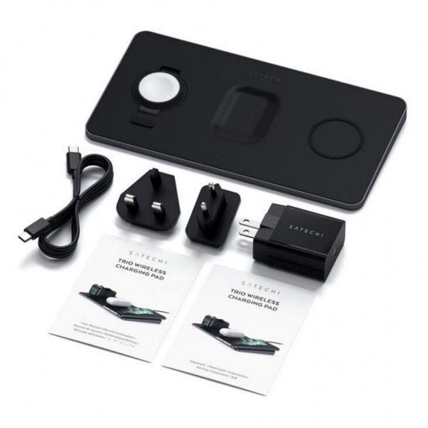 Satechi Trio Trådløs Lader för Apple Watch. AirPods och Telefon