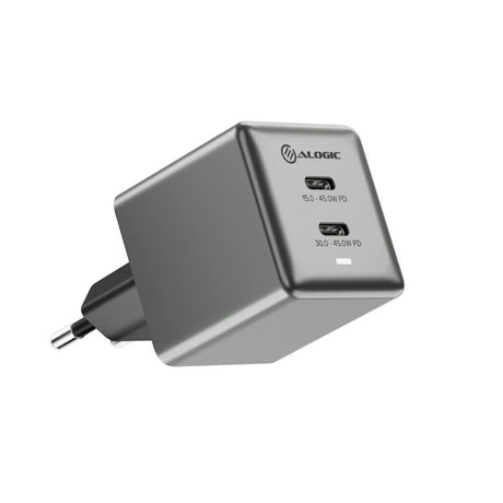 Alogic Lader Dual USB-C Rapid Power 45W Cube GaN Grå