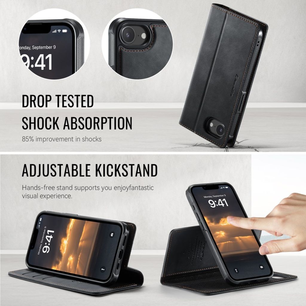 CaseMe iPhone 16e/iPhone 17e Etui C49 Series Svart