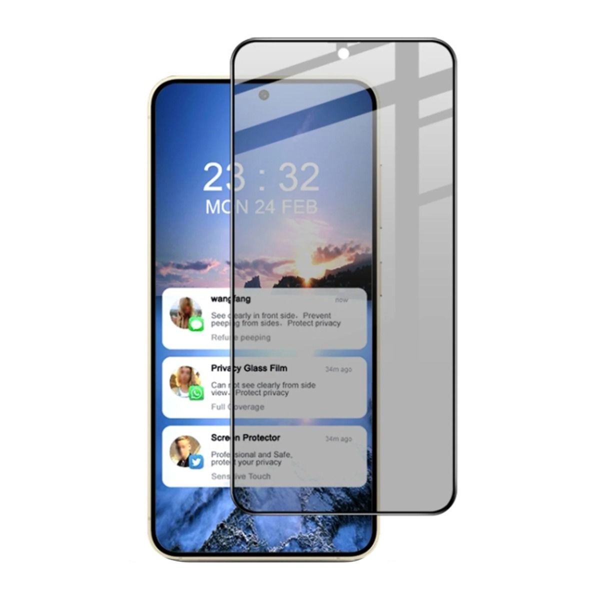 Rvelon Samsung Galaxy S24/S25 Skjermbeskytter Monteringsramme Privacy