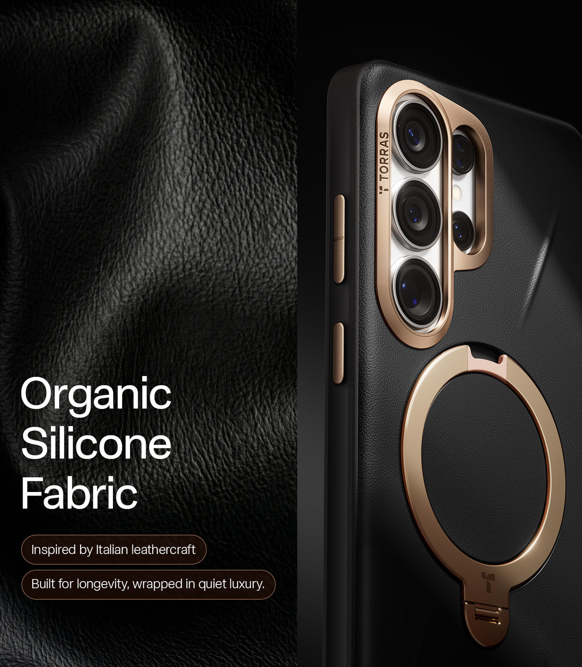 Torras Samsung Galaxy S26 Ultra Deksel Ostand Q3 Vegskin Obsidian Black