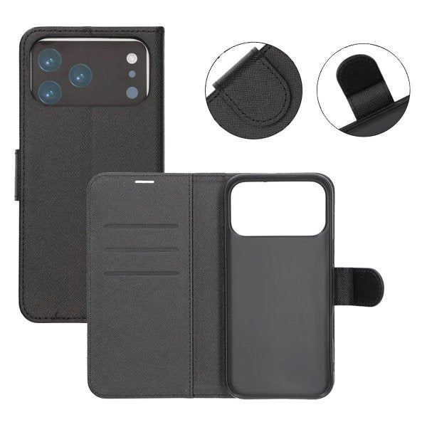 iPhone 17 Pro Max Etui med Kortlomme stativfunksjon Svart