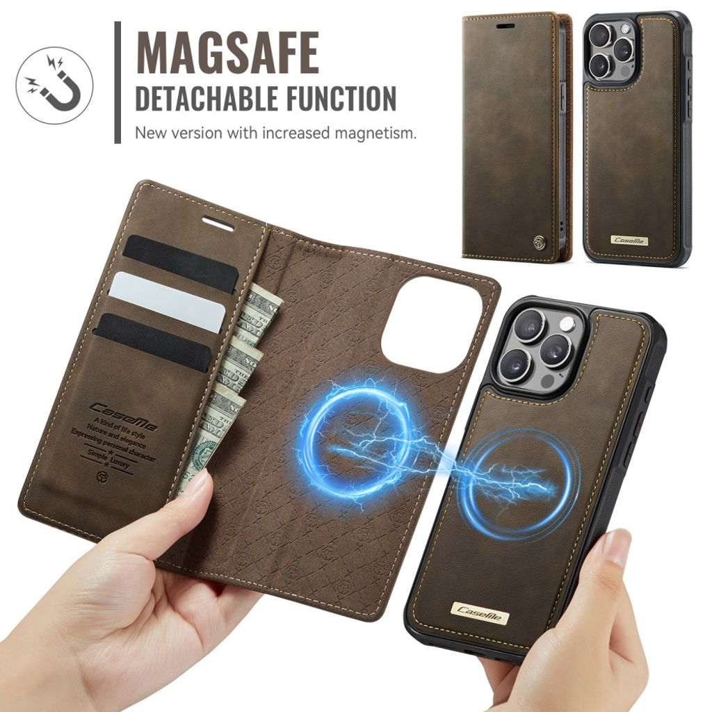 CaseMe iPhone 15 Pro Etui C49 Series Brun
