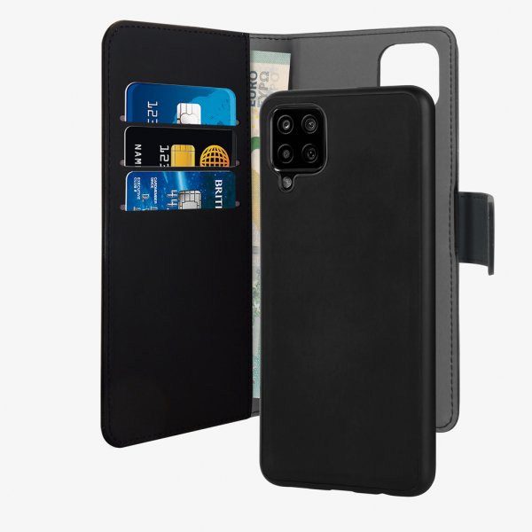Puro Samsung Galaxy A12 Etui Wallet Detachable 2 in 1 Svart