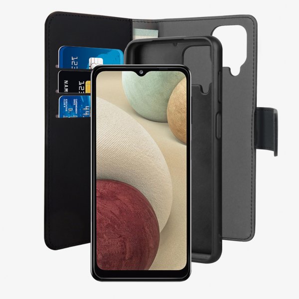 Puro Samsung Galaxy A12 Etui Wallet Detachable 2 in 1 Svart