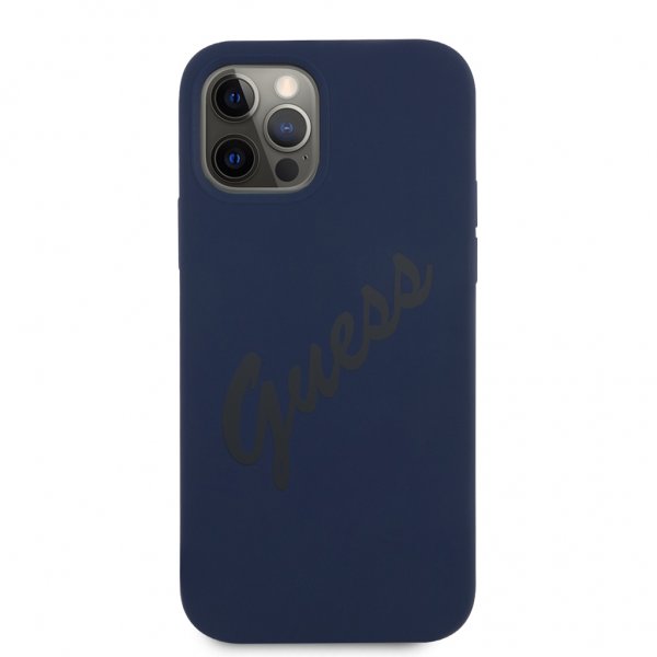Guess iPhone 12 Pro Max Deksel Vintage Silicone Blå