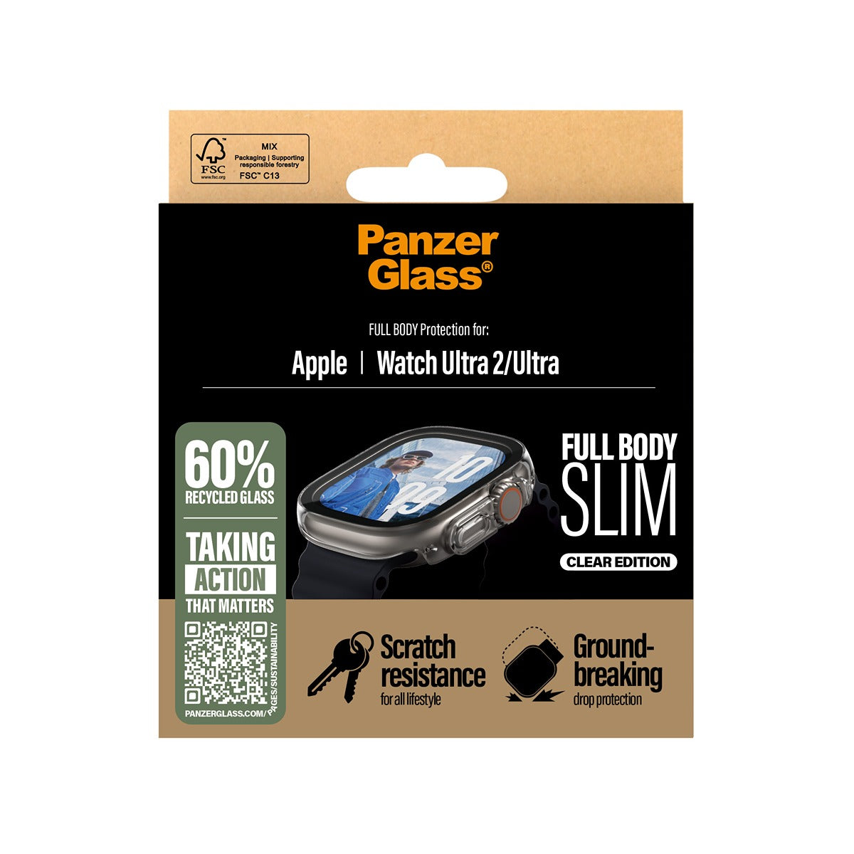 PanzerGlass Apple Watch Ultra 49mm Deksel med Skjermbeskytter Full Body Klar
