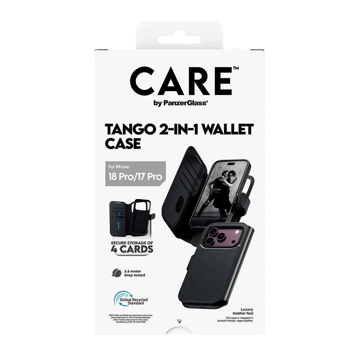 CARE by PanzerGlass iPhone 17 Pro/iPhone 18 Pro Etui Tango Wallet MagSafe Svart