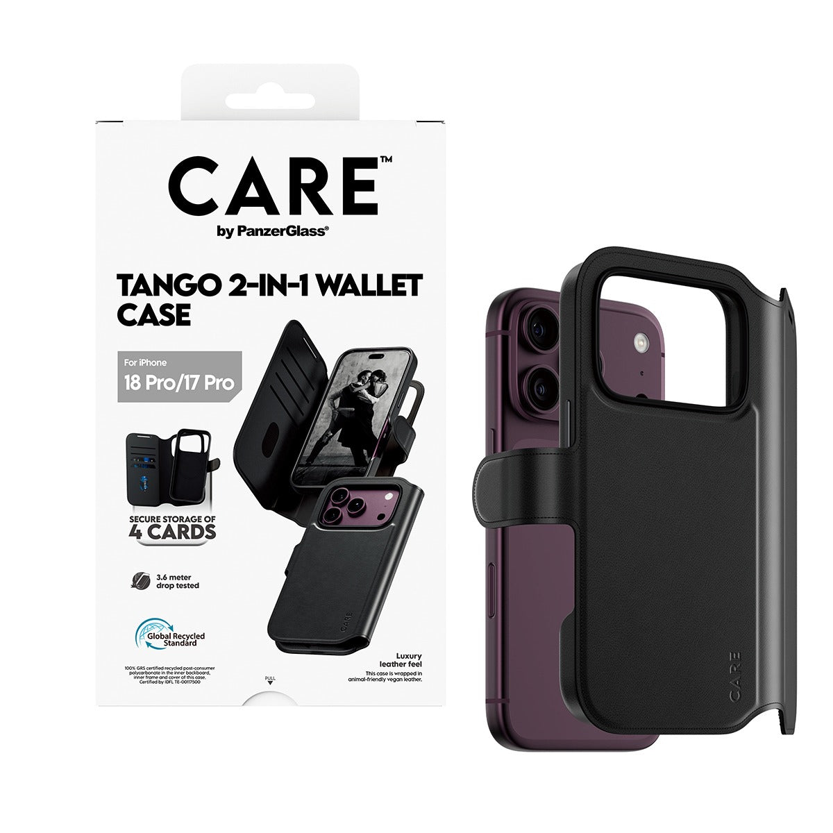 CARE by PanzerGlass iPhone 17 Pro/iPhone 18 Pro Etui Tango Wallet MagSafe Svart