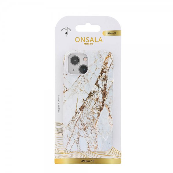 Onsala iPhone 15 Deksel MagSeries White Rhino Marble