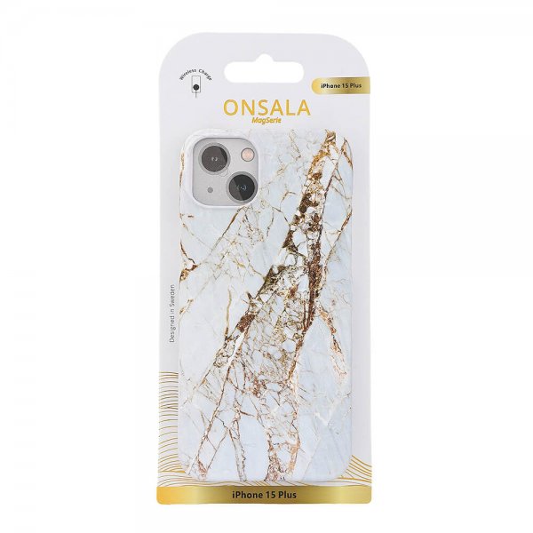 Onsala iPhone 15 Plus Deksel MagSeries White Rhino Marble