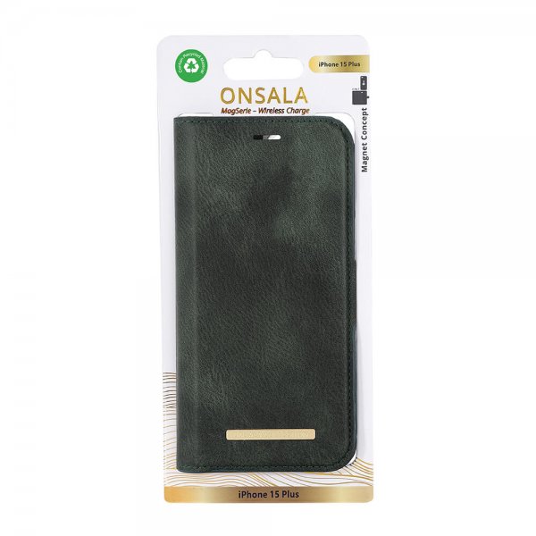 Onsala iPhone 15 Plus Etui MagSeries Avtagbart Deksel Grønn