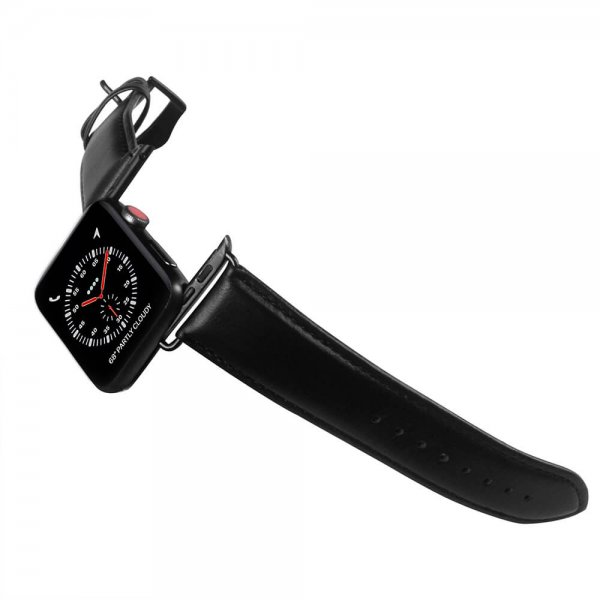 Buffalo Apple Watch 38/40/41/42mm Armbånd Ekte Skinn Svart