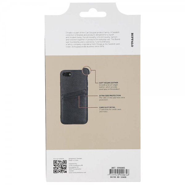 Buffalo iPhone 7/8/SE Deksel Backcover with Card Slots Svart