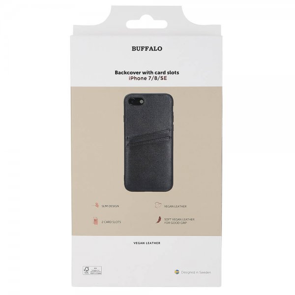Buffalo iPhone 7/8/SE Deksel Backcover with Card Slots Svart