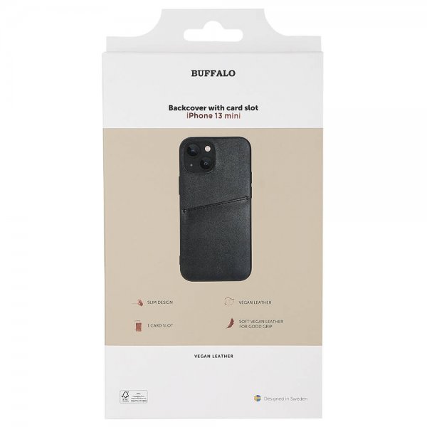 Buffalo iPhone 13 Mini Deksel Backcover with Card Slots Svart