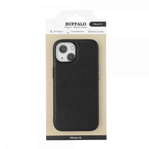 Buffalo iPhone 15 Deksel PU MagSeries Svart