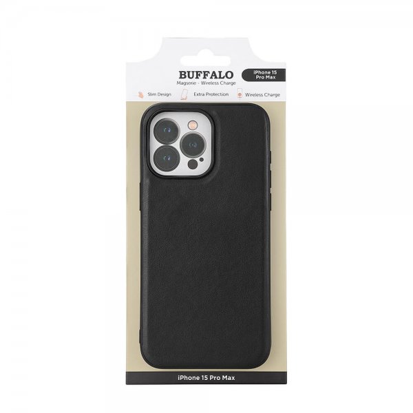 Buffalo iPhone 15 Pro Max Deksel PU MagSeries Svart