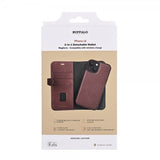 Buffalo iPhone 15 Etui 3 Kortlomme Avtakbart deksel MagSeries Brun