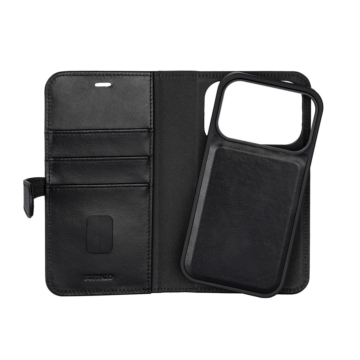 Buffalo iPhone 17 Pro/iPhone 18 Pro Etui 2-i-1 avtakbar lommebok Svart