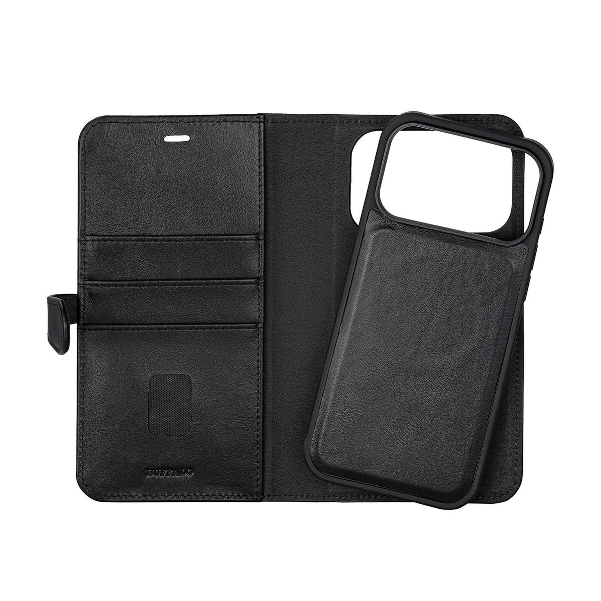 Buffalo iPhone 17 Pro Max/iPhone 18 Pro Max Etui 2-i-1 avtakbar lommebok Svart