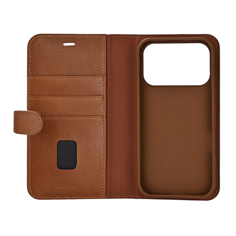 Buffalo iPhone 17 Pro/iPhone 18 Pro Etui 2-i-1 avtakbar lommebok Brun