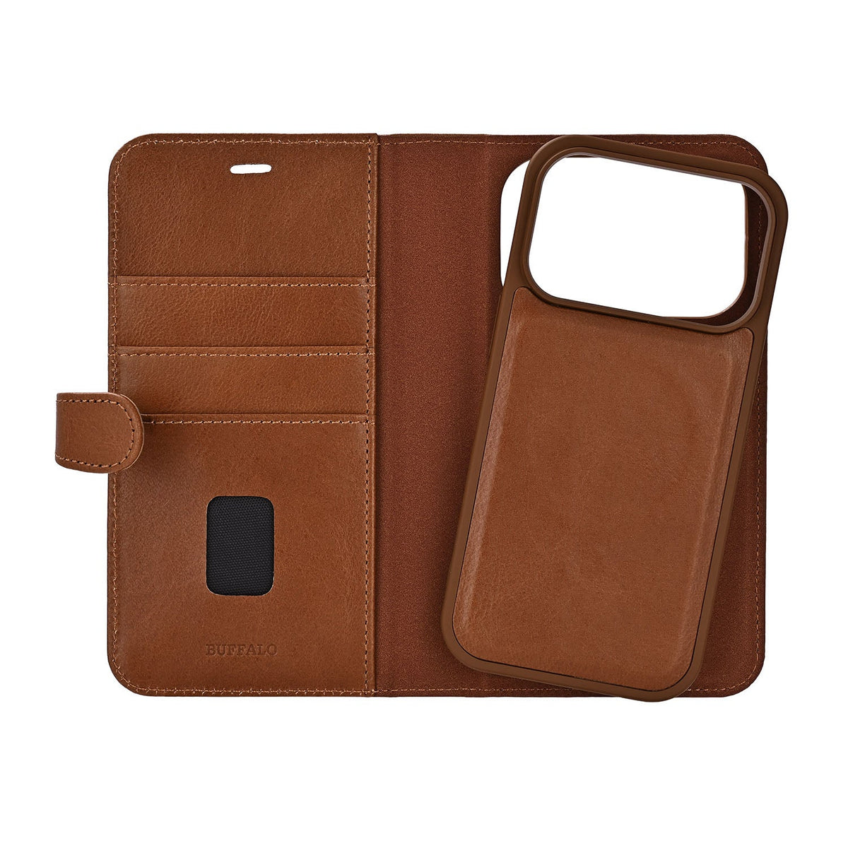 Buffalo iPhone 17 Pro/iPhone 18 Pro Etui 2-i-1 avtakbar lommebok Brun