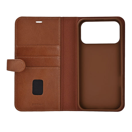 Buffalo iPhone 17 Pro Max/iPhone 18 Pro Max Etui 2-i-1 Avtakbar lommebok Brun