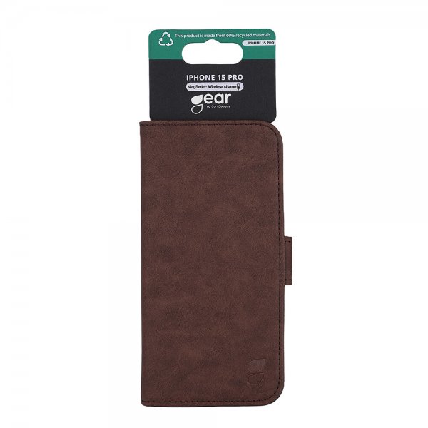 Gear iPhone 15 Pro Etui 3 Kortlomme MagSeries Brun
