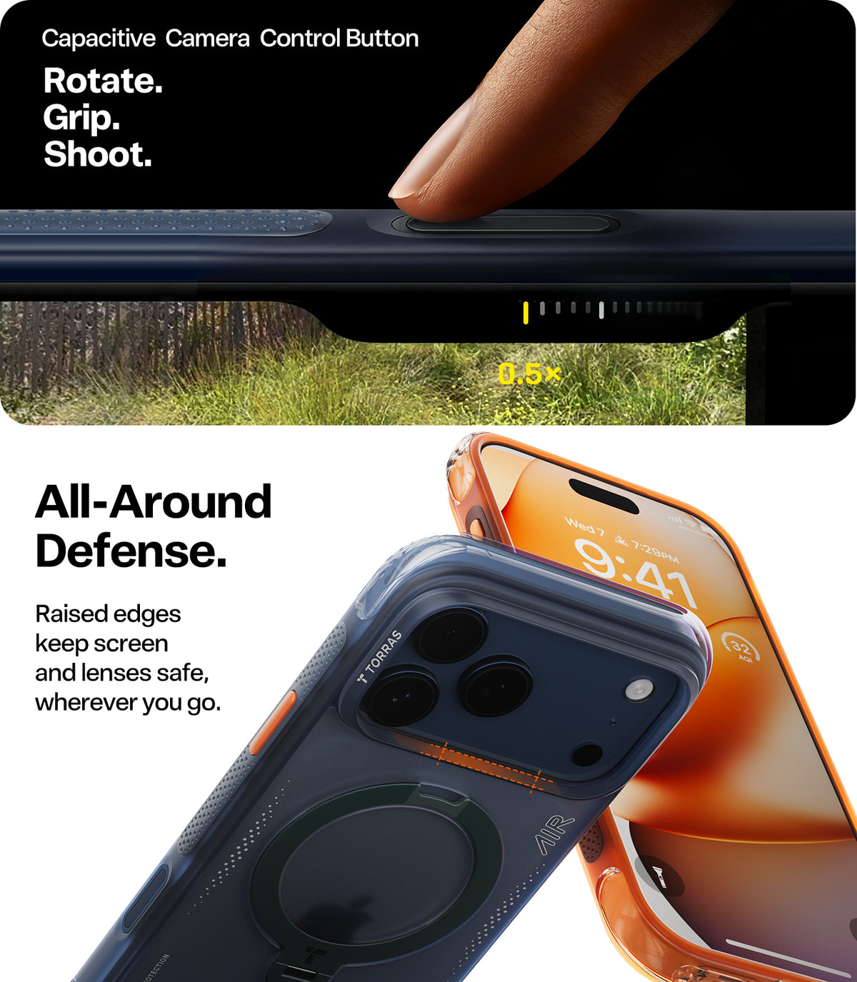Torras iPhone 17 Pro Max Deksel Ostand Q3 Air Energy Oransje