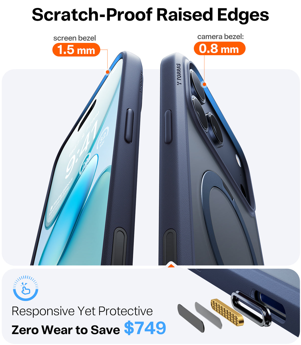 Torras iPhone 17 Pro Max Deksel Ostand Q3 Spin Deep Blue