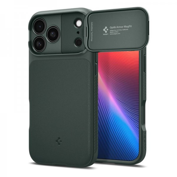 Spigen iPhone 17 Pro Max Deksel Optik Armor MagFit Abyss Green