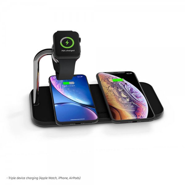Zens Dual+Watch Aluminium Trådløs Charger Svart