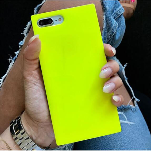 iDecoz iPhone Xs Max Deksel Square Case Neon Gul
