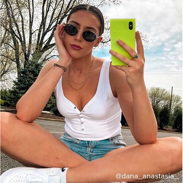 iDecoz iPhone X/Xs Deksel Square Case Neon Gul