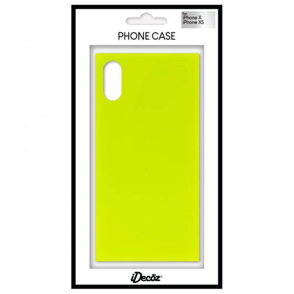 iDecoz iPhone X/Xs Deksel Square Case Neon Gul