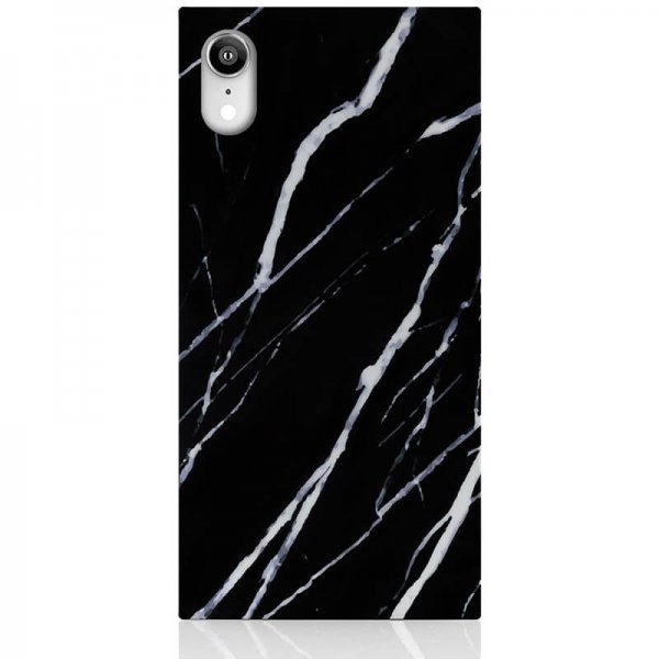 iDecoz iPhone Xr Deksel Square Case Marble Svart