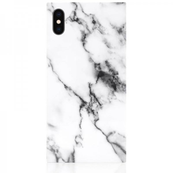 iDecoz iPhone Xs Max Deksel Square Case Marble Hvit