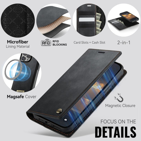 CaseMe iPhone 15 Pro Max Etui C49 Series Svart