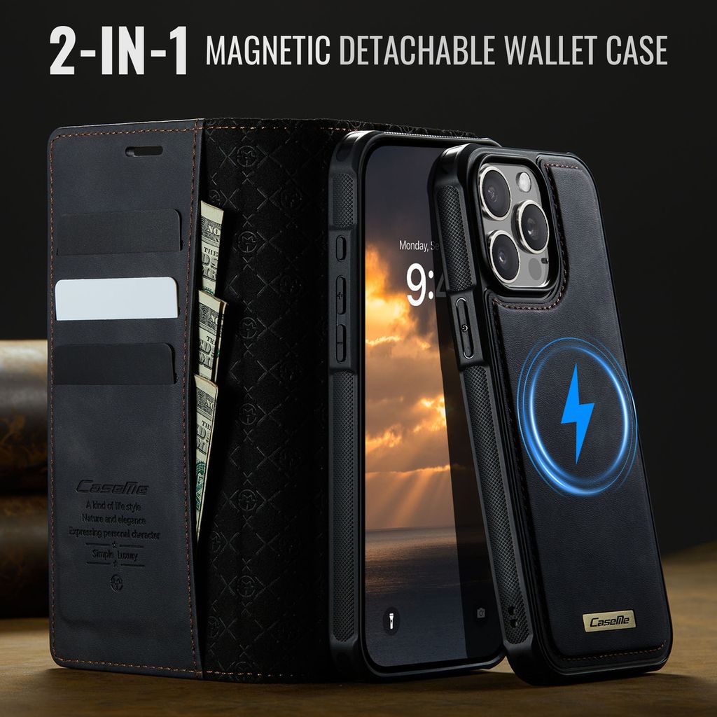 CaseMe iPhone 15 Pro Max Etui C49 Series Svart