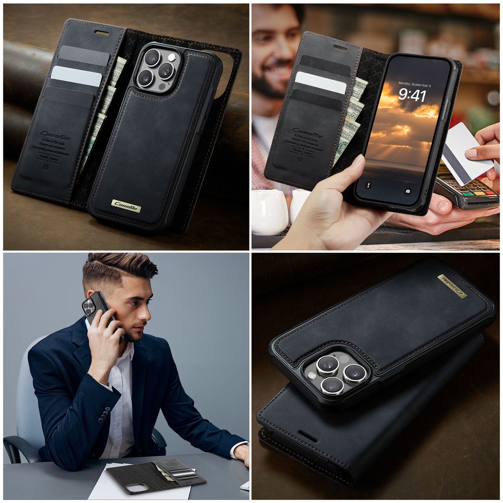 CaseMe iPhone 15 Pro Max Etui C49 Series Svart
