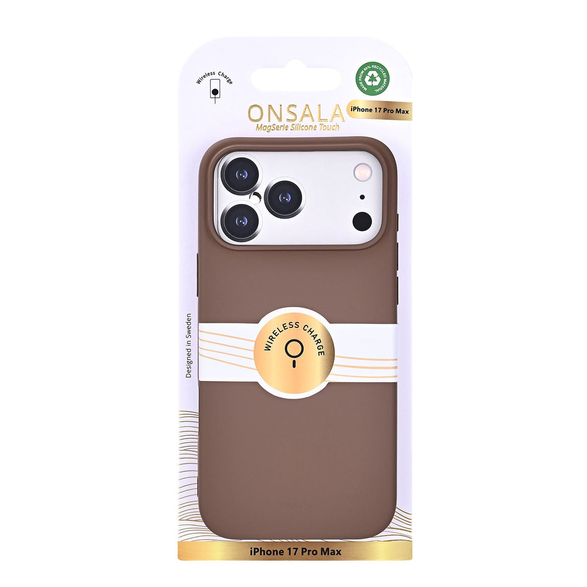 Onsala iPhone 17 Pro Max/iPhone 18 Pro Max Deksel med silikonfølelse Chocolate