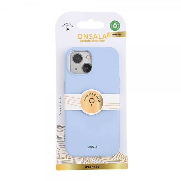 Onsala iPhone 15 Deksel Silicone Touch MagSeries Lyseblå