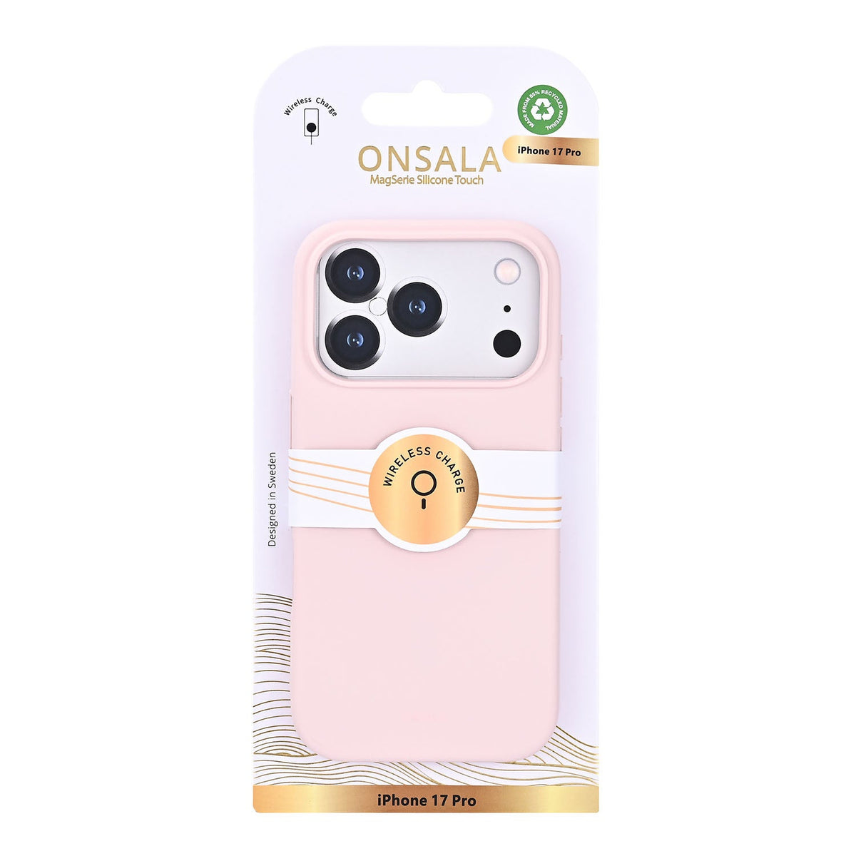 Onsala iPhone 17 Pro/iPhone 18 Pro Deksel Silikonfølelse Chalk Pink